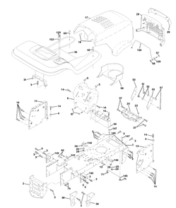Chassis And Enclosures Diagram and Parts List for LTH120 (954140003B)(1997-12) Husqvarna Lawn Mower