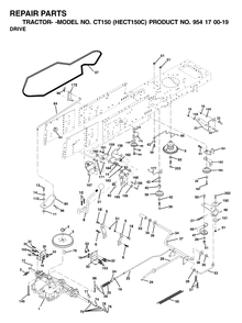 Drive Diagram and Parts List for CT150 (954170019-C)(2001-01) Husqvarna Lawn Tractor