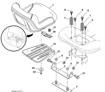 Seat Assembly Diagram and Parts List for 2748GLS (96043005000)(2008-03) Husqvarna Lawn Mower