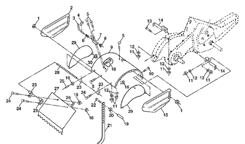 Tine Shield Diagram and Parts List for CRT61 (954140022A)(1997-07) Husqvarna Tiller