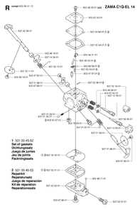Carburetor Details Diagram and Parts List for 326HE4X 20054000001 - 20090900000 Husqvarna Hedge Trimmer