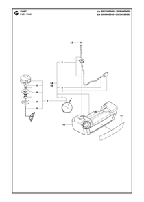 Fuel Tank Diagram and Parts List for 150BT2007-2021  Husqvarna Leaf Blower / Vacuum