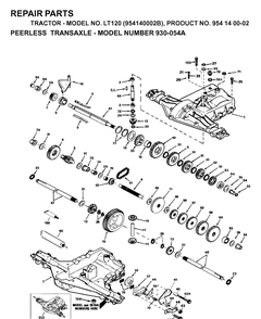 Transmission Diagram and Parts List for LT120 (954140002B)(1997-01) Husqvarna Lawn Tractor