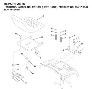 Seat Diagram and Parts List for CTH160II (HECTH1602E)(2001-02) Husqvarna Lawn Tractor