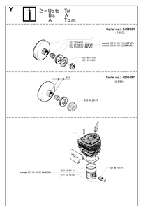 Service Updates Diagram and Parts List for 254 20013500001-Current Husqvarna Chainsaw