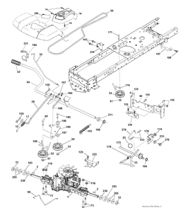 Drive Diagram and Parts List for YTH150 (96041002203)(2009-01) Husqvarna Lawn Tractor