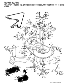 Mower Deck / Cutting Deck Diagram and Parts List for CTH180XP (96061007500)(2006-03) Husqvarna Lawn Tractor