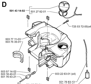Crankcase Diagram and Parts List for 225BV 19963100001-19970500000 Husqvarna Leaf Blower / Vacuum