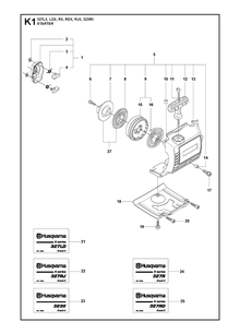 Starter Diagram and Parts List for 323RII (20120100001-Current)(2012-01) Husqvarna Brush Cutter