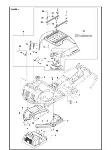 Part Location Diagram of 529354807 Husqvarna Engine hood assembly with hinges