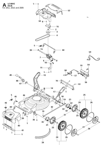 Cutting Equipment Diagram and Parts List for LC48VE  Husqvarna Lawn Mower