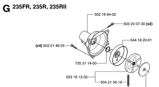 Clutch Diagram and Parts List for 235RII  Husqvarna Brush Cutter