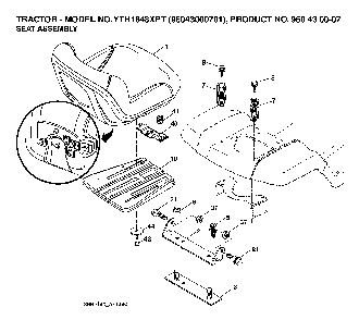 Seat Diagram and Parts List for YTH1848XPT (96043000701)(2006-03) Husqvarna Lawn Tractor