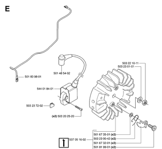 Ignition System Diagram and Parts List for 272XP 20070100001-20091400000 Husqvarna Chainsaw