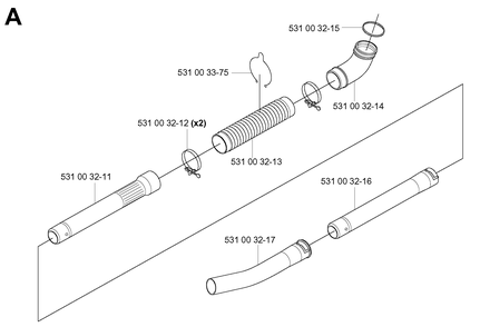 Tube Diagram and Parts List for 155B (TEX54D-EC50)(20041400001-Current)(2004) Husqvarna Leaf Blower / Vacuum