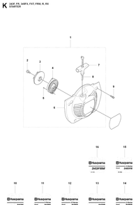 Starter Diagram and Parts List for 343FRM  Husqvarna Brush Cutter