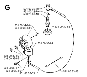Ignition System Diagram and Parts List for 141B 19974000001-20041399999 Husqvarna Leaf Blower / Vacuum