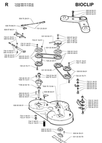 103cm Cutting Deck Diagram and Parts List for RIDER970 1997-03 Husqvarna Lawn Mower