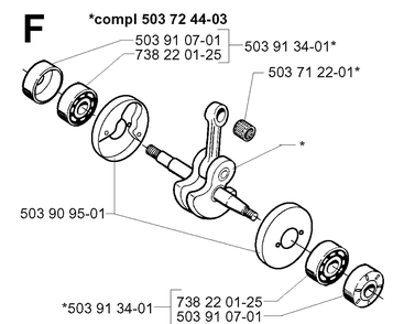 Crankshaft Diagram and Parts List for 225E 1997-02 Husqvarna Trimmer