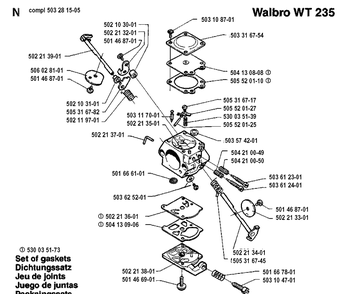 Carburetor Details Diagram and Parts List for 235R 19914800001-19930600000 Husqvarna Brush Cutter