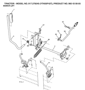 Mower Lift / Deck Lift Diagram and Parts List for YTH20F42T (917279240)(2006-05) Husqvarna Lawn Tractor