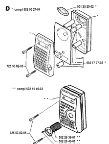 Muffler Diagram and Parts List for 265RX 19921800001-19954500000 Husqvarna Brush Cutter