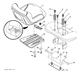 Seat Diagram and Parts List for TC138M (96051017800)(2018-07) Husqvarna Lawn Tractor