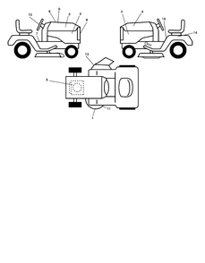 Decals Diagram and Parts List for YTH2148 (954572035-B)(2005-01) Husqvarna Lawn Tractor