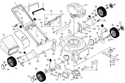 General Assembly Diagram and Parts List for 7021CM (954224088-A)(2003-11) Husqvarna Lawn Mower