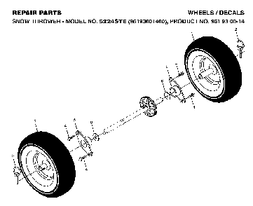 Wheels And Tires Diagram and Parts List for 5524STE (96193001400, 961930014)(2006-08) Husqvarna Snow Blower