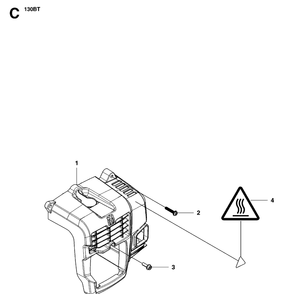 Cylinder Cover Diagram and Parts List for 130BT (965102204)(20070100001-20133299999) Husqvarna Leaf Blower / Vacuum