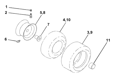Wheels And Tires Diagram and Parts List for YTH1542XP (954567253-D)(2001-12) Husqvarna Lawn Tractor