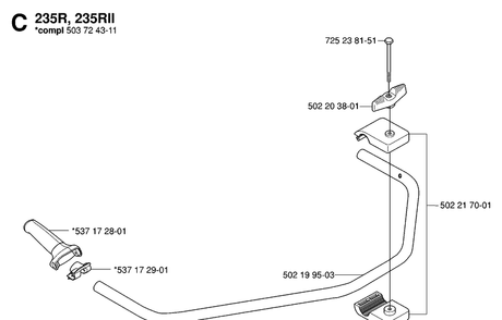 Handle Diagram and Parts List for 232R 20061400001-20144900000 Husqvarna Brush Cutter