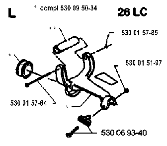 Handle Diagram and Parts List for 26L 1993-05 Husqvarna Trimmer