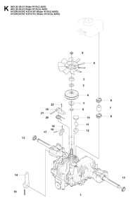 Transmission Diagram and Parts List for R15-V2AWD 2008-01 Husqvarna Lawn Tractor