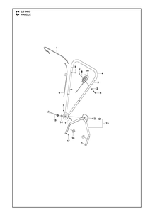 Handle Diagram and Parts List for LB448S  Husqvarna Lawn Mower