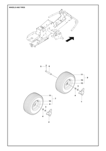 Wheels And Tires Diagram and Parts List for R200IX  Husqvarna Lawn Tractor