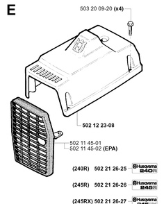 Cylinder Cover Diagram and Parts List for 245 20010100001-Current Husqvarna Brush Cutter