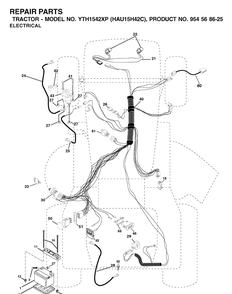 Electrical Diagram and Parts List for YTH1542XP (HAU15H42C)(2003-01) Husqvarna Lawn Tractor