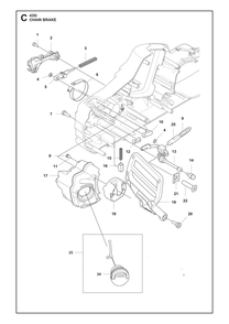 Chain Brake Diagram and Parts List for 435I  Husqvarna Chainsaw