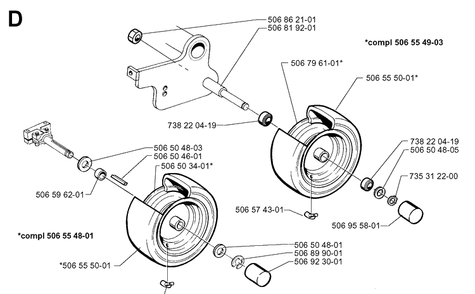 Wheels And Tires Diagram and Parts List for RIDER970 1997-03 Husqvarna Lawn Mower