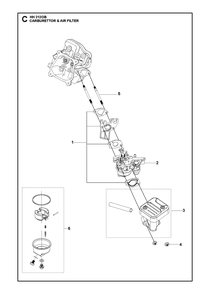 Carburetor And Air Filter Diagram and Parts List for HH212OB  Husqvarna Engine