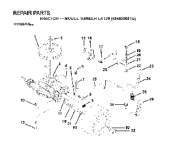 Transmission Diagram and Parts List for LR120 (954830051B)(1996-05) Husqvarna Lawn Tractor