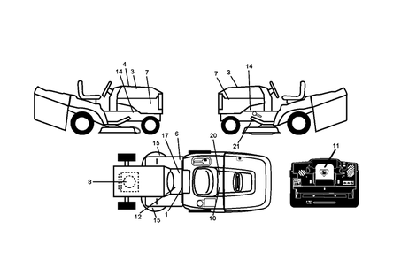 Decals Diagram and Parts List for CTH150 (96061018102)(2007-09) Husqvarna Lawn Tractor