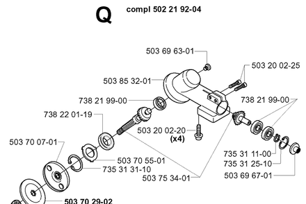 Bevel Gear Diagram and Parts List for 240RBD 20004000001-Current Husqvarna Brush Cutter
