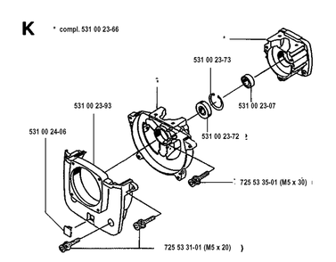 Crankcase Diagram and Parts List for 125E  Husqvarna Edger