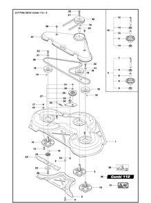 44 Inch/112cm Cutting Deck 2 Diagram and Parts List for COMBI112 (R300SERIES)(2019-01) Husqvarna Lawn Mower