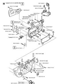 Crankcase Diagram and Parts List for 359 20060600001-20070900000 Husqvarna Chainsaw