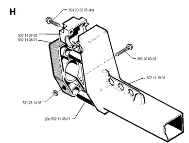 Tower Diagram and Parts List for 245R 19900100001-19941400000 Husqvarna Brush Cutter