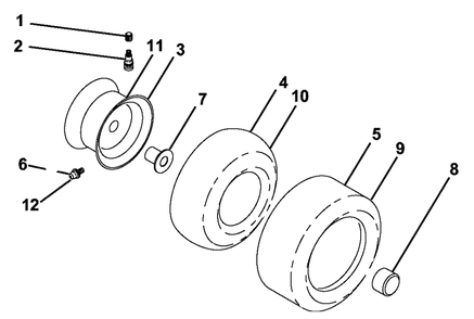 Wheels And Tires Diagram and Parts List for GTH2250 (954567093-B)(2001-02) Husqvarna Lawn Tractor